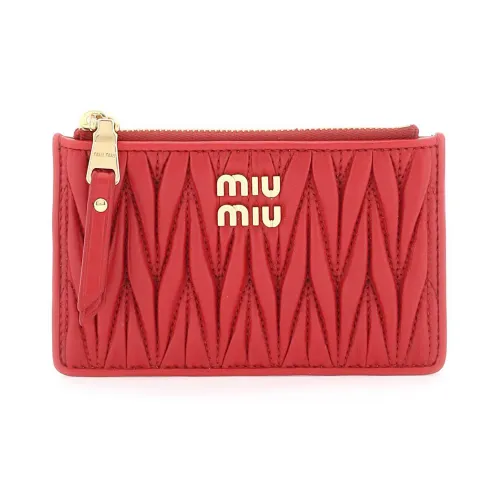 MIU MIU Matelassé Leather Wallet Women's Red
