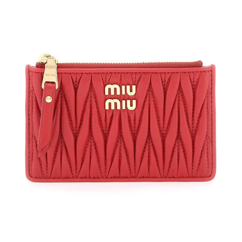MIU MIU Matelassé Leather Wallet Women's Red-0