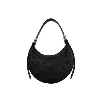 Marine Serre Leather Handbag Shoulder Bag Women's Black