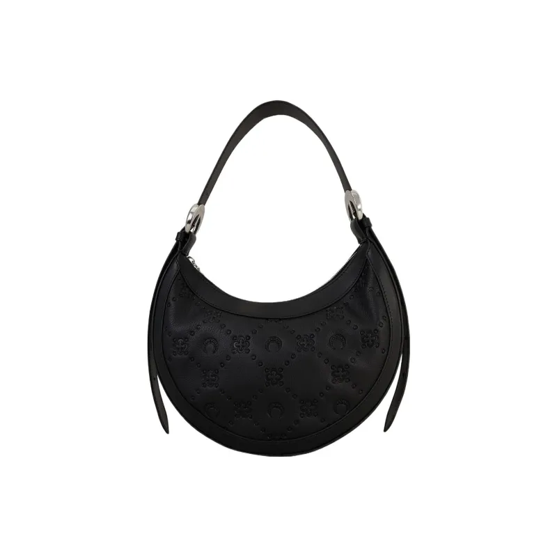 Marine Serre Leather Handbag Shoulder Bag Women's Black-0