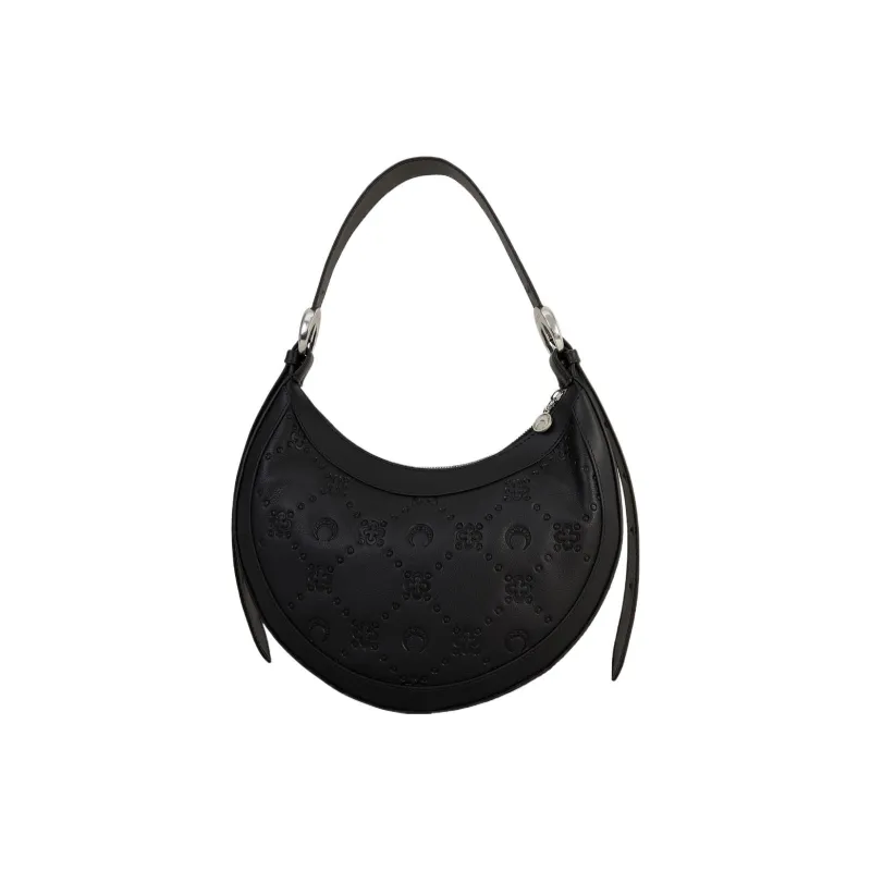 Marine Serre Leather Handbag Shoulder Bag Women's Black-2