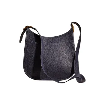 COACH Emery Natural Pebbled Leather Shoulder Bag Crossbody Bag Large Size Women's Navy