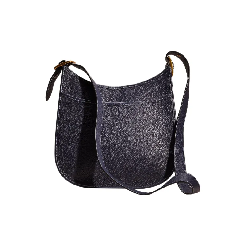 COACH Emery Natural Pebbled Leather Shoulder Bag Crossbody Bag Large Size Women's Navy-0