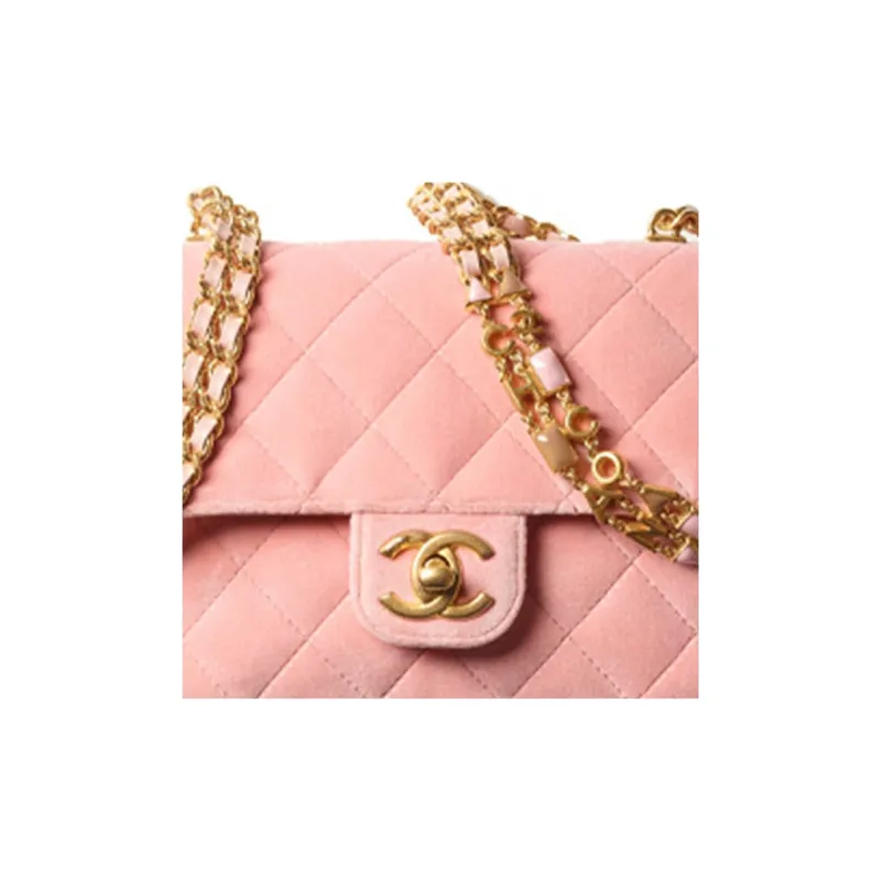 CHANEL Enamel Velvet Flap Bag, Shoulder Bag, Crossbody Bag Mini Women's Pink-2