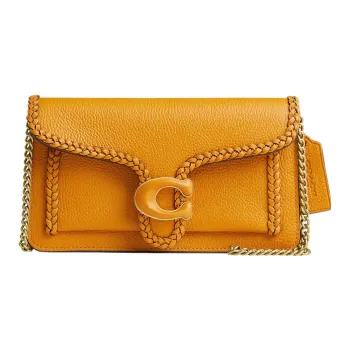 COACH Tabby Leather With Calfskin Messenger Bag, One Shoulder Clutch Trumpets Women's Orange