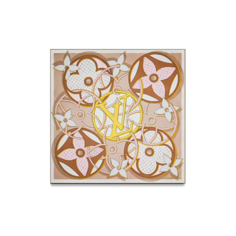 LOUIS VUITTON Silk Scarves Women's Light Brown-0