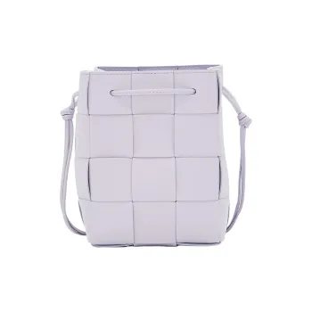 Bottega Veneta Lambskin Bucket Bags Shoulder Bag Crossbody Bag Small Size Women's Violet