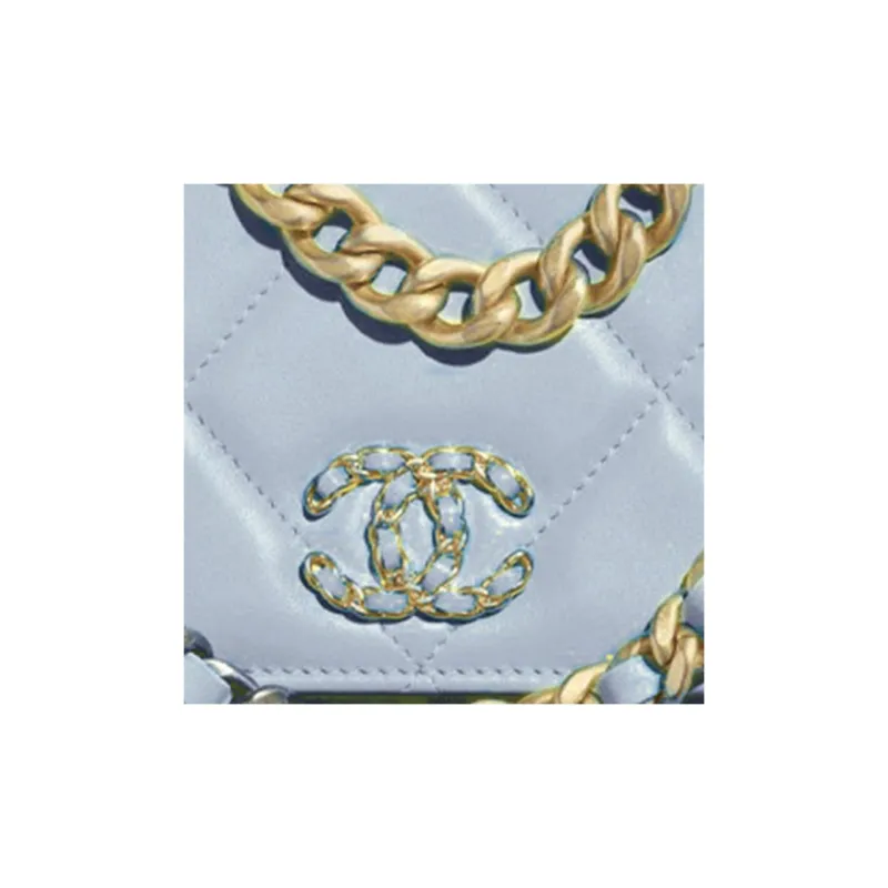 CHANEL 19BagWOC Sheepskin Handbag, Shoulder Bag, Crossbody Bag Women's Babybule Sky Blue-1