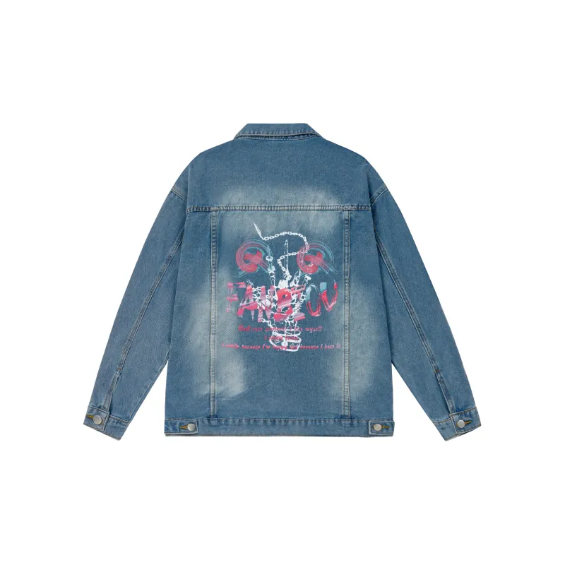 FANBIOU Jackets Unisex Vintage Blue-1