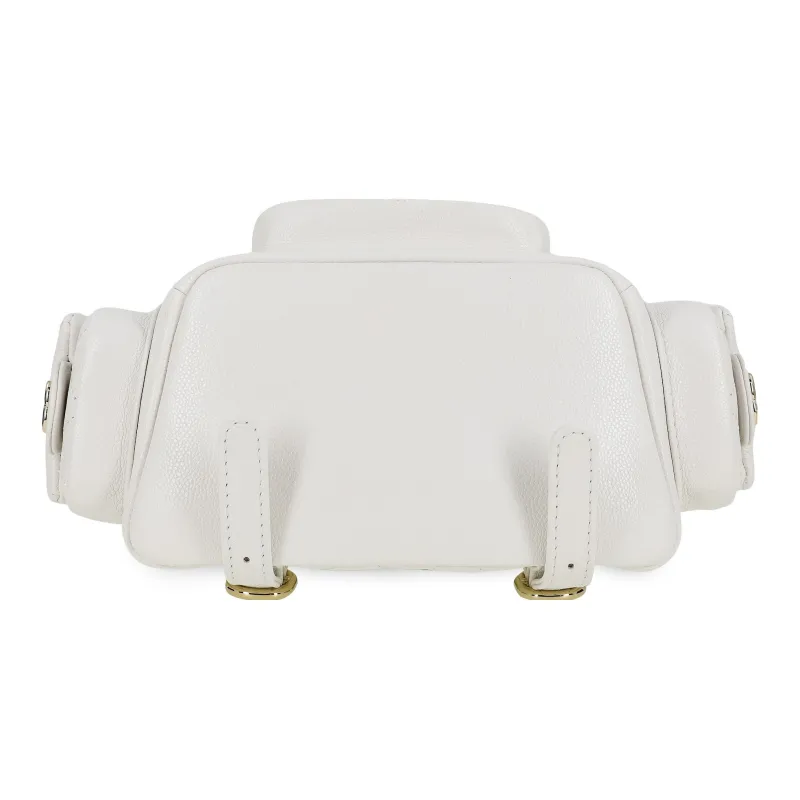 CHANEL Grain Cow Leather Backpack Trumpets Unisex White-3