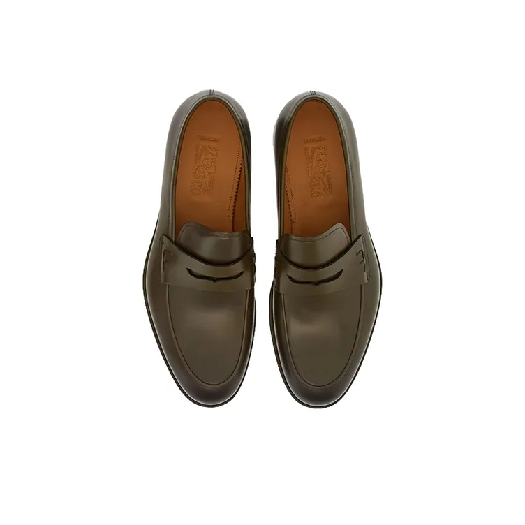 FERRAGAMO Ombré-effect Penny-slot Leather Loafers-3