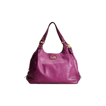 COACH Maggie Leather Hobo Bag, One Shoulder Handbag Large Size Women's Purple