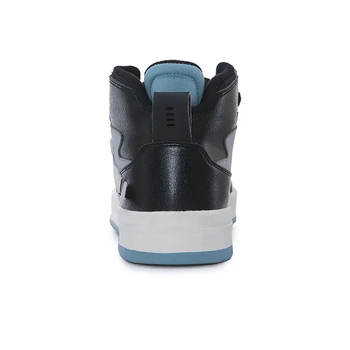 Erke Anti Slip Wear Resistant High Top Skateboard Shoes Men's Jet Black Nordic Blue-3