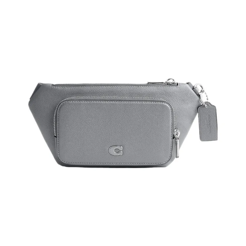 COACH Cross Grain Canvas With Leather Sling Bag, Fanny Pack Medium Size Men's Gray Blue-0