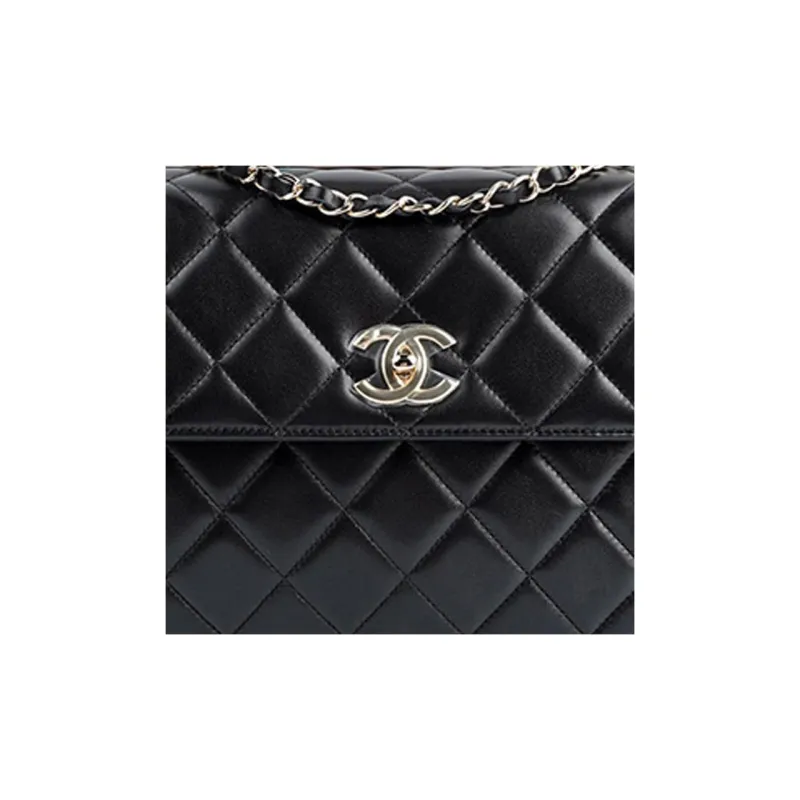 CHANEL Trendy Cc Sheepskin Shoulder Bag, Crossbody Bag, Handbag Tubas Women's Black-3