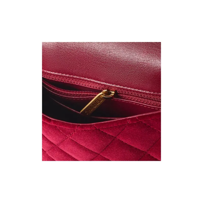 CHANEL Velour Flap Bag, Shoulder Bag, Crossbody Bag Mini Women's Burgundy-2