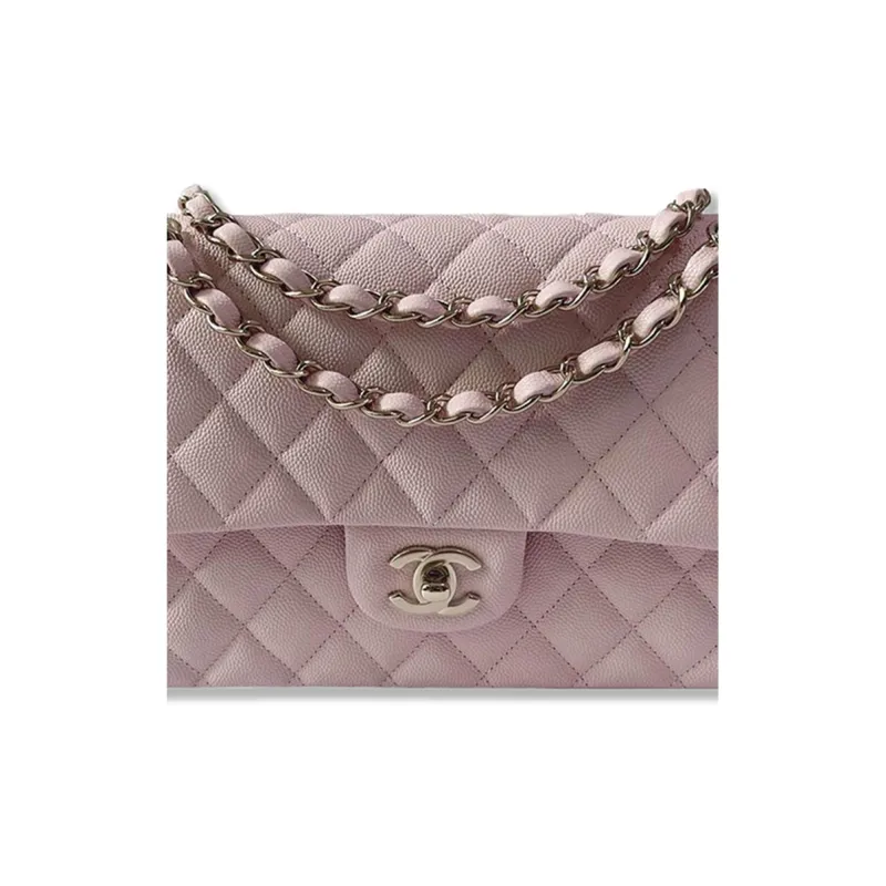 CHANEL Classic Flap CF Grain Embossed Cow Leather Shoulder Bag, Crossbody Bag Medium Size Women's Pink-1