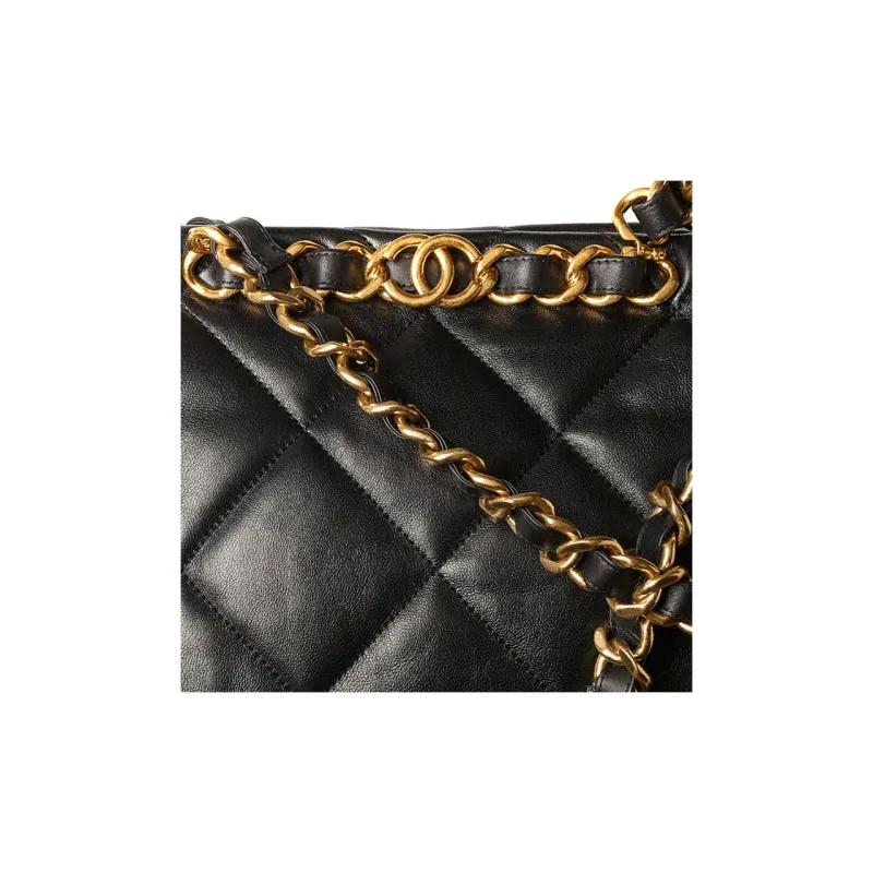 CHANEL Sheepskin Tote Bag, Shopping Bag, Shoulder Bag, Crossbody Bag Trumpets Women's Black-2