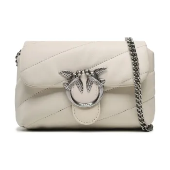 PINKO Leather Crossbody Bag, Shoulder Bag Women's White