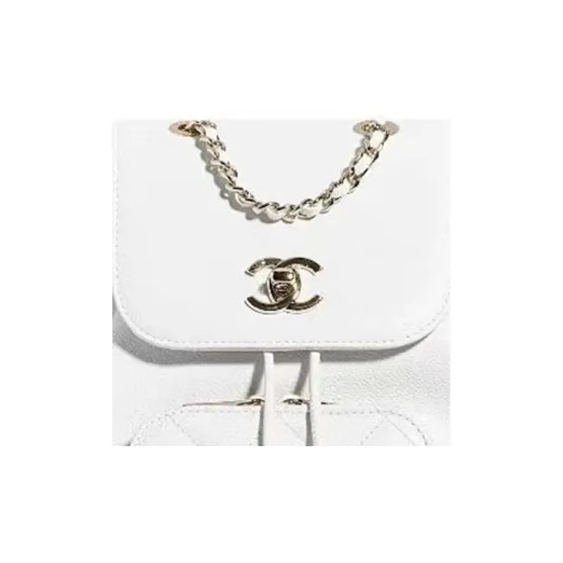 CHANEL Cow Leather Backpack Trumpets Women's White-4