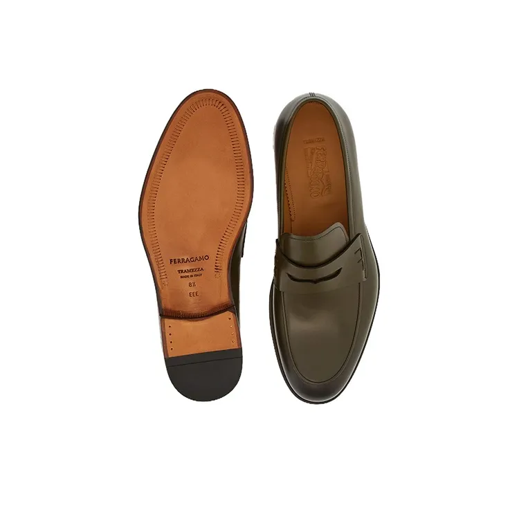 FERRAGAMO Ombré-effect Penny-slot Leather Loafers-4