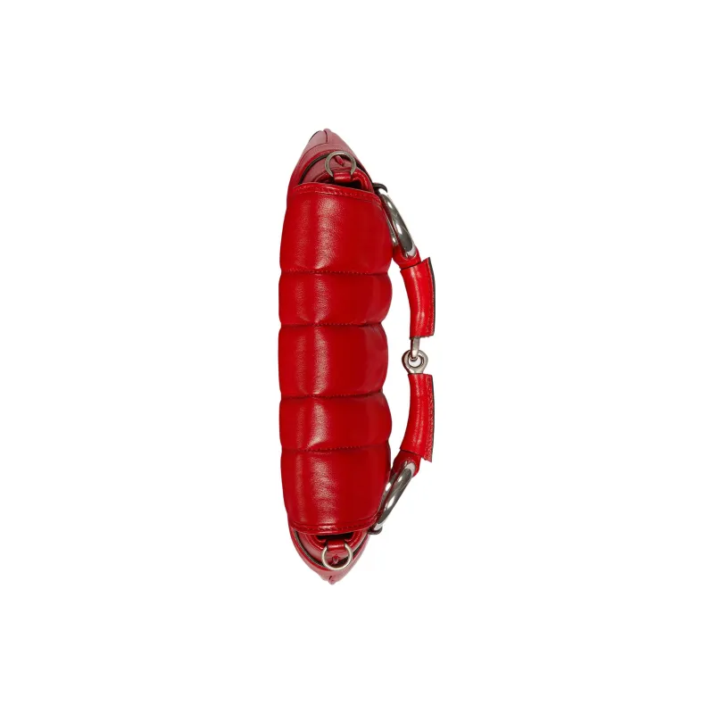 GUCCI Leather Handbag Shoulder Bag Women's Red-7