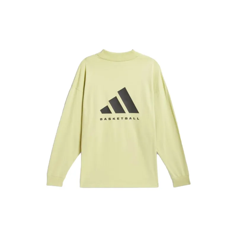 Adidas Basketball Long Sleeve Long Sleeve Top   Yellow-1