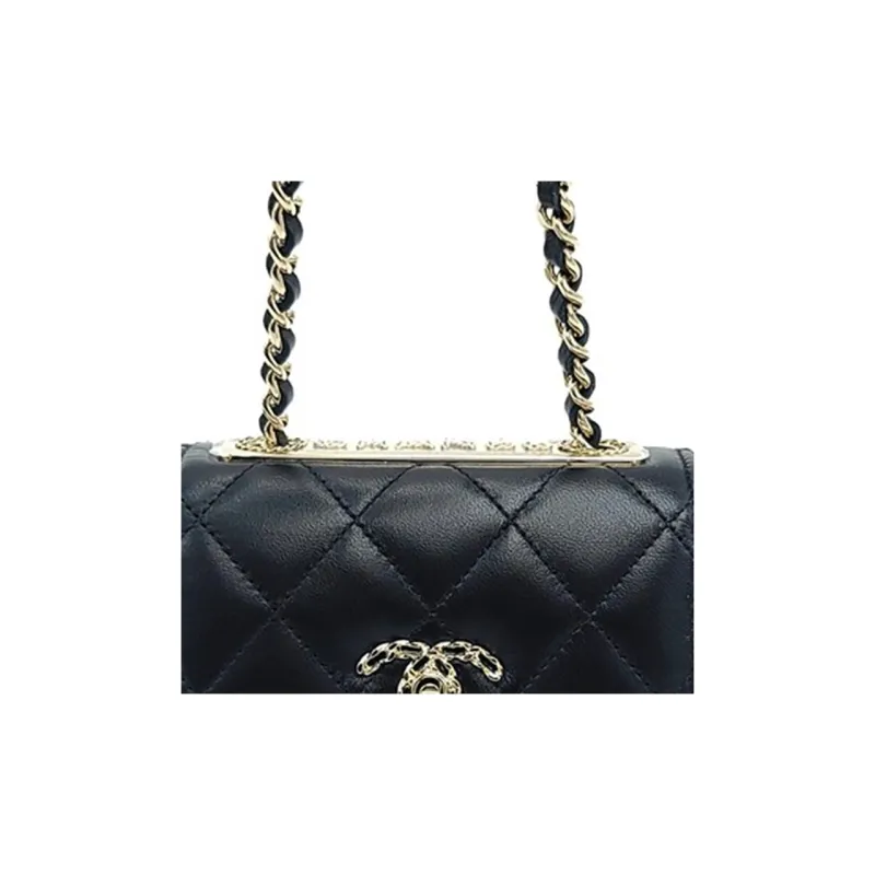 CHANEL Trendy Cc Lambskin Shoulder Bag, Crossbody Bag Mini Women's Black-1