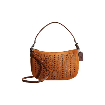 COACH Chelsea Suede Shoulder Bag Crossbody Bag Large Size Women's Bronze/Saddle