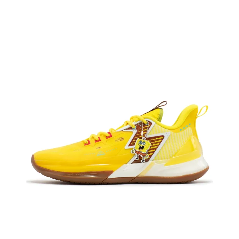 361° BIG3 4.0 PRO SpongeBob Cushioning Anti Slip And Wear Resistant Rebound Low Top Basketball Shoes Men's Yellow Brown-0