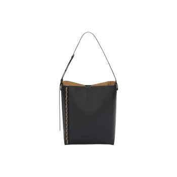JIL SANDER Calfskin One Shoulder Handbag Medium Size Women's Black