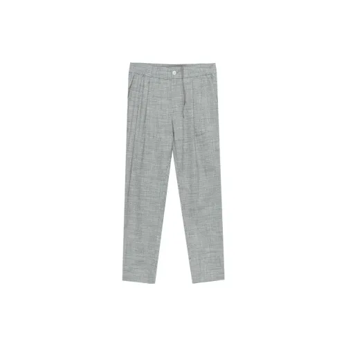 EHE Casual Pants Men Gray Plaid