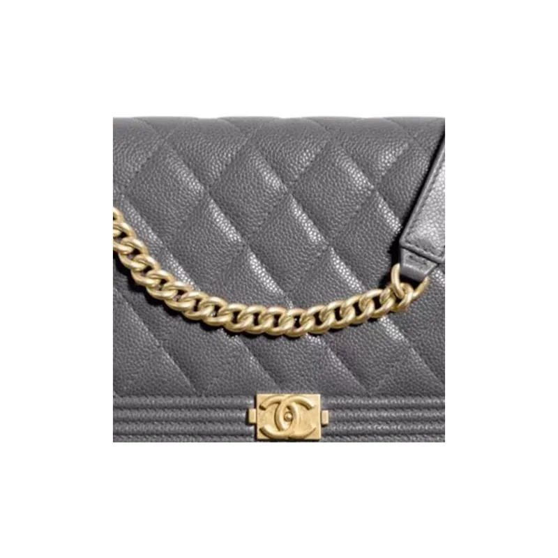 CHANEL LeboyWOC Caviar Cow Leather Pochette, Shoulder Bag, Crossbody Bag Women's Dark Gray/Concrete Gray-1