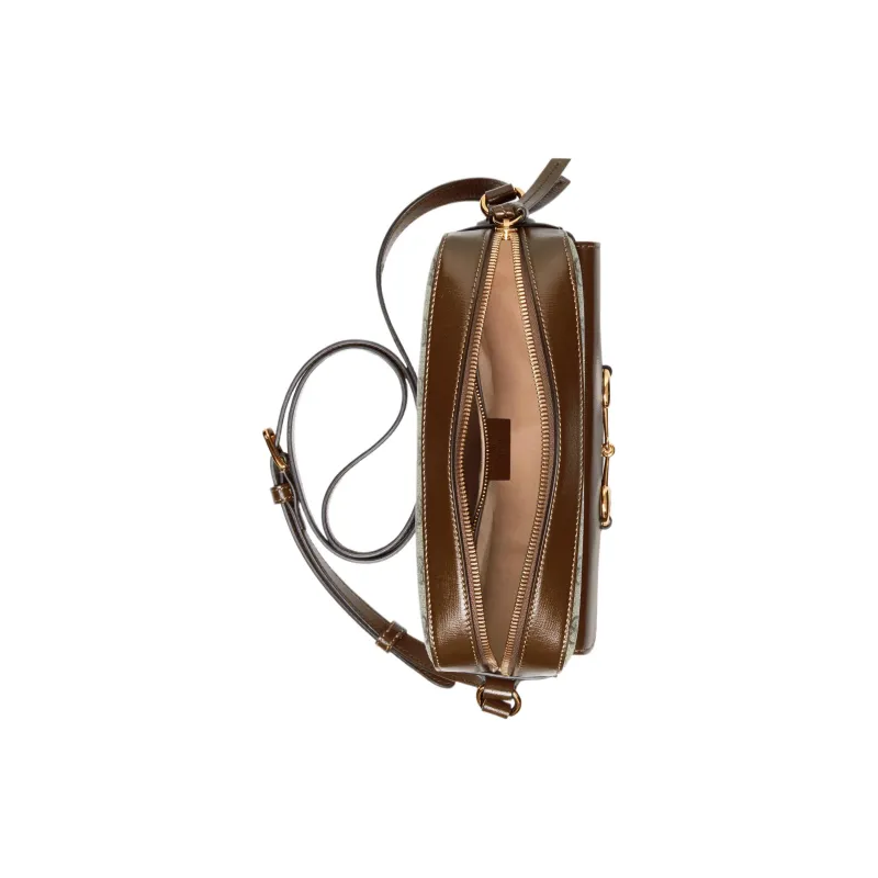 GUCCI Horsebit 1955 Canvas With Leather Camera Bag Shoulder Bag, Crossbody Bag Women's Ebony-3