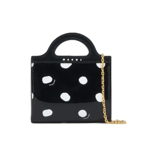 MARNI TROPICALIA Calfskin Portable Shoulder Bag Crossbody Bag Wallet Women's Black & White