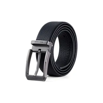 HLA Top Grain Cow Leather Belt Men's Black 3.75cm