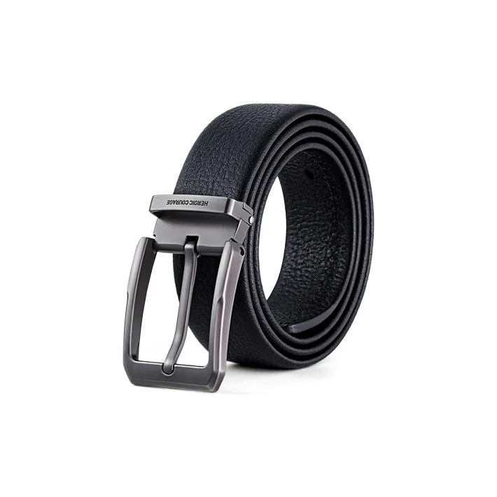HLA Top Grain Cow Leather Belt Men's Black 3.75cm-0