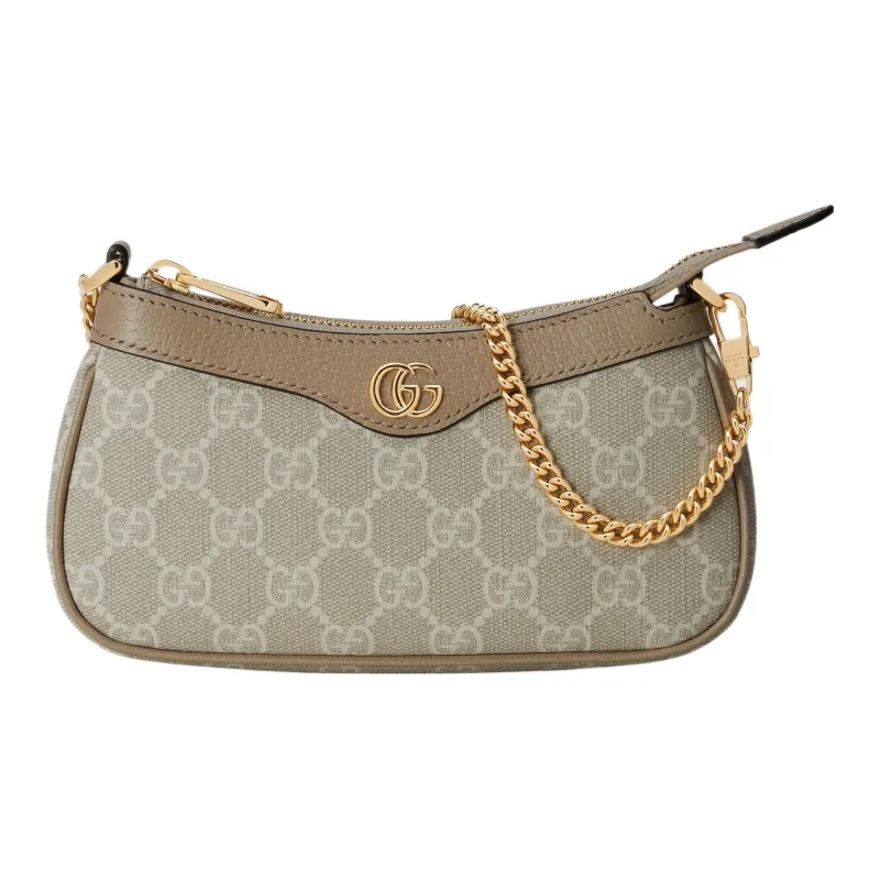GUCCI Ophidia Canvas With Leather Finish Handbag Shoulder Bag Mini Women's Beige-0