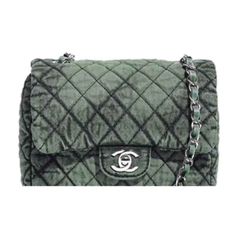 CHANEL Denim Trim Mini Square Flap Bag, Crossbody Bag Women's Jasper-3