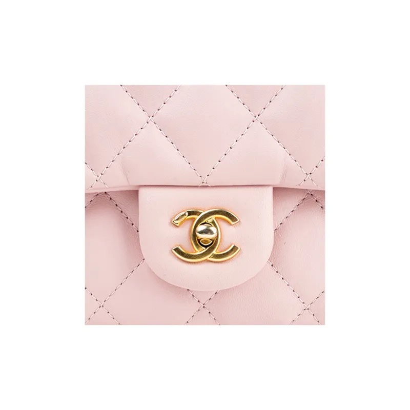 CHANEL Lambskin Flap Bag, Shoulder Bag, Crossbody Bag Mini Women's Pink-5