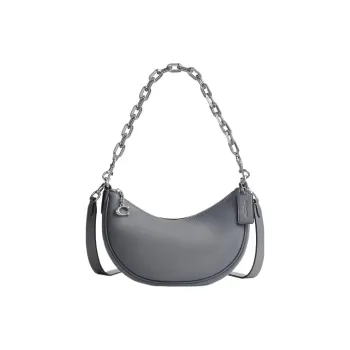 COACH Mira Cow Leather Crescent Bag, Portable Crossbody Bag, Shoulder Bag Women's Gray Blue