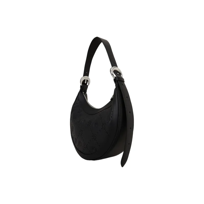 Marine Serre Leather Handbag Shoulder Bag Women's Black-1