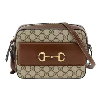 GUCCI Horsebit 1955 Canvas With Leather Camera Bag Shoulder Bag, Crossbody Bag Women's Ebony