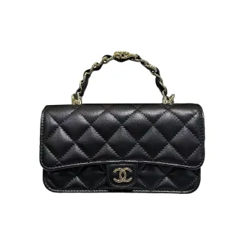CHANEL WOC Sheepskin Handbag Shoulder Bag Crossbody Bag Mini Women's Black