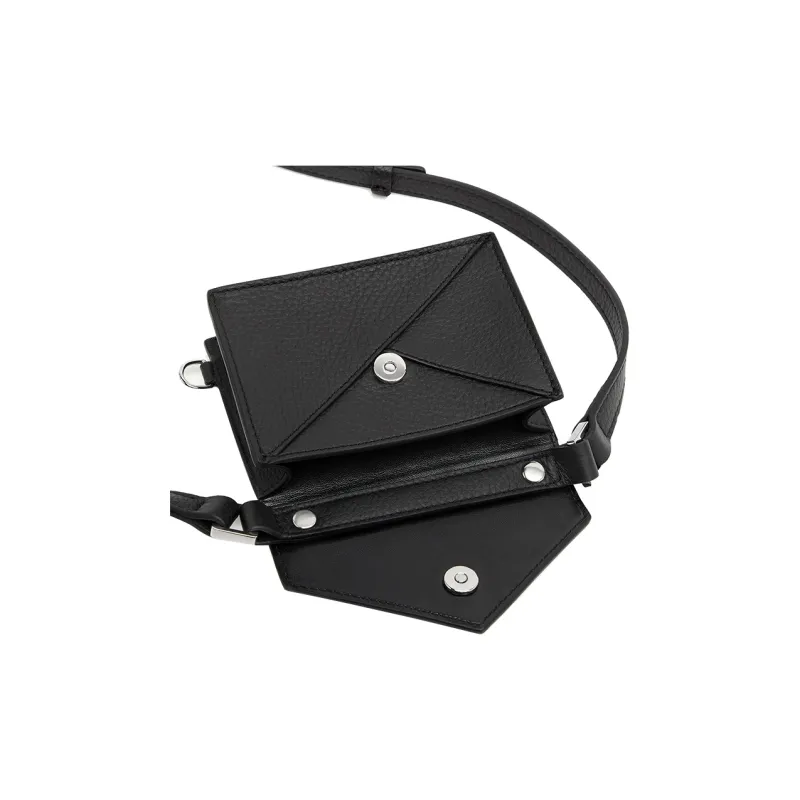 MM6 Maison Margiela Grain Leather Shoulder Bag, Crossbody Bag Mini Women's Black-2