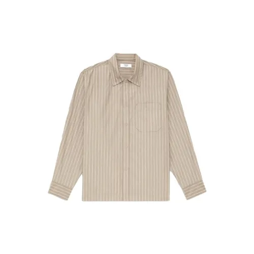 THEORY Designer Co-authored Collection Shirts Men Camel Brown Stripes