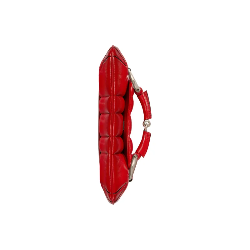 GUCCI Leather Handbag Shoulder Bag Women's Red-6
