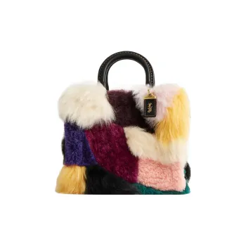 COACH Rogue Shearling Leather Tote Bag Shopping Bag Handbags Small Size Women's Multicolor