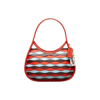 COACH Ergo Leather Shoulder Bag, Handbag, Shoulder Bag Women's Red & Blue Black