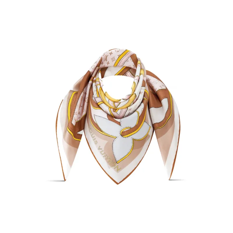 LOUIS VUITTON Silk Scarves Women's Light Brown-2